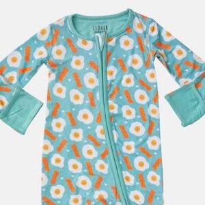 Soft stretchy zipper footie bacon & eggs pjs